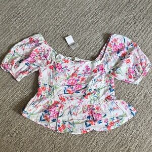 AEO Floral Cropped Blouse
